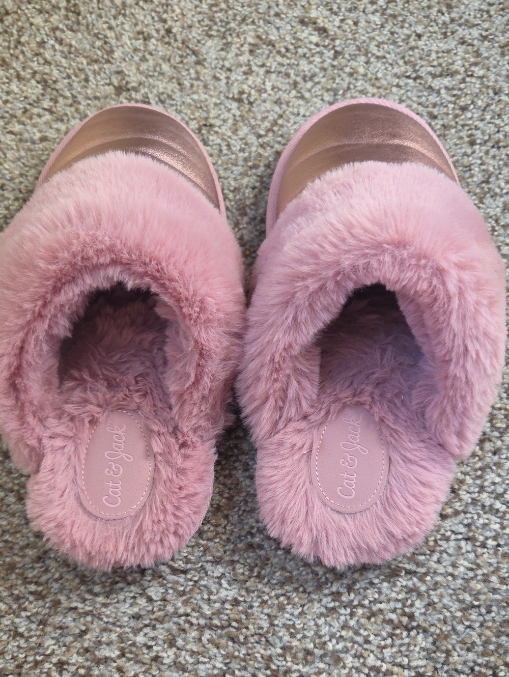 Cat & Jack Pink Plush Faux-Fur Slide Slippers